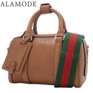 Gucci GG Boston Handbag Sherry Line Shoulder Crossbody Perfo Leather Brown